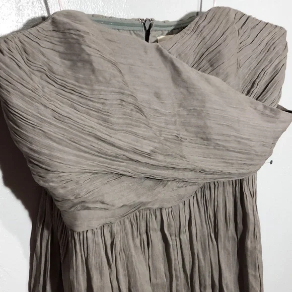 J. CREW | Arabelle Grey Silk Chiffon Strapless Formal Event Dress size 14 {NEW} - Picture 5 of 12